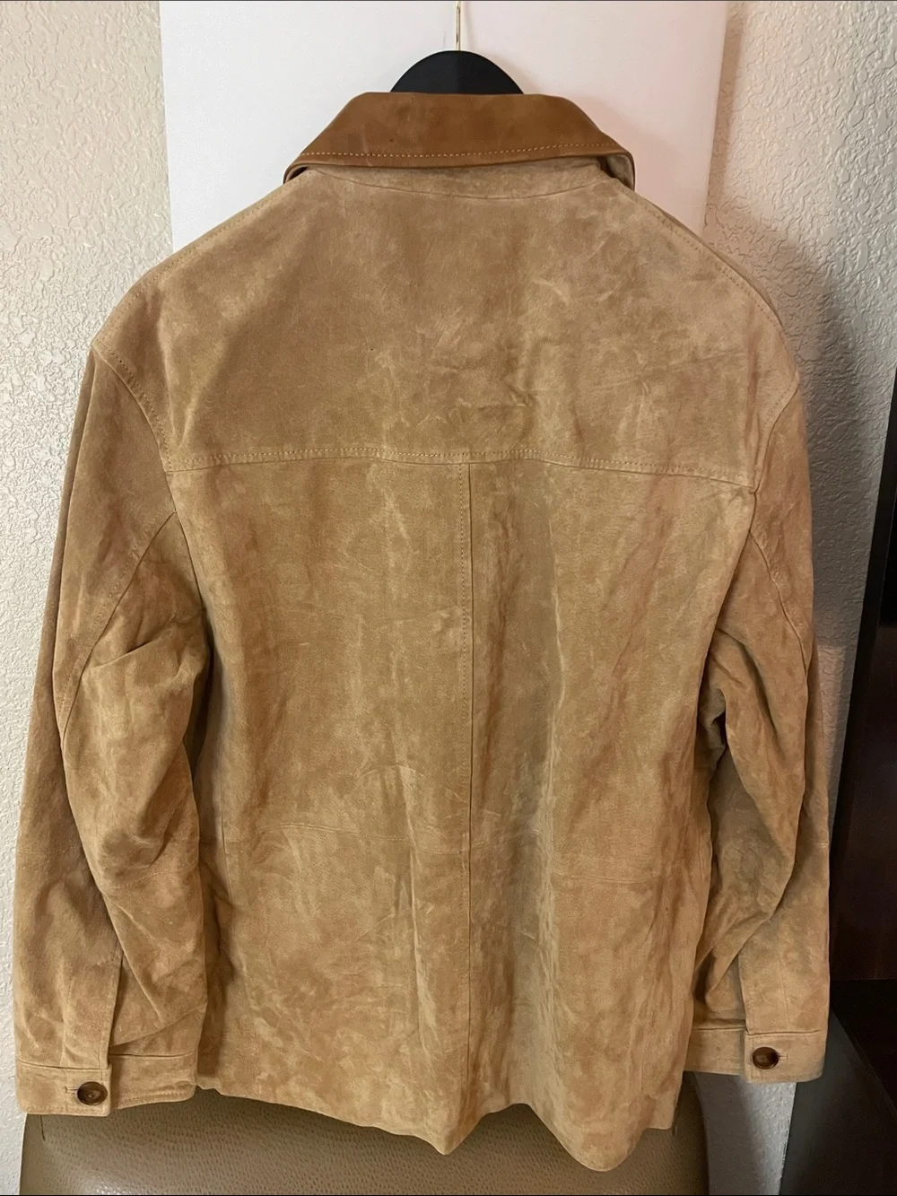 Zara Men's  leather  Suede Jacket in Tan with Contrasting Collar